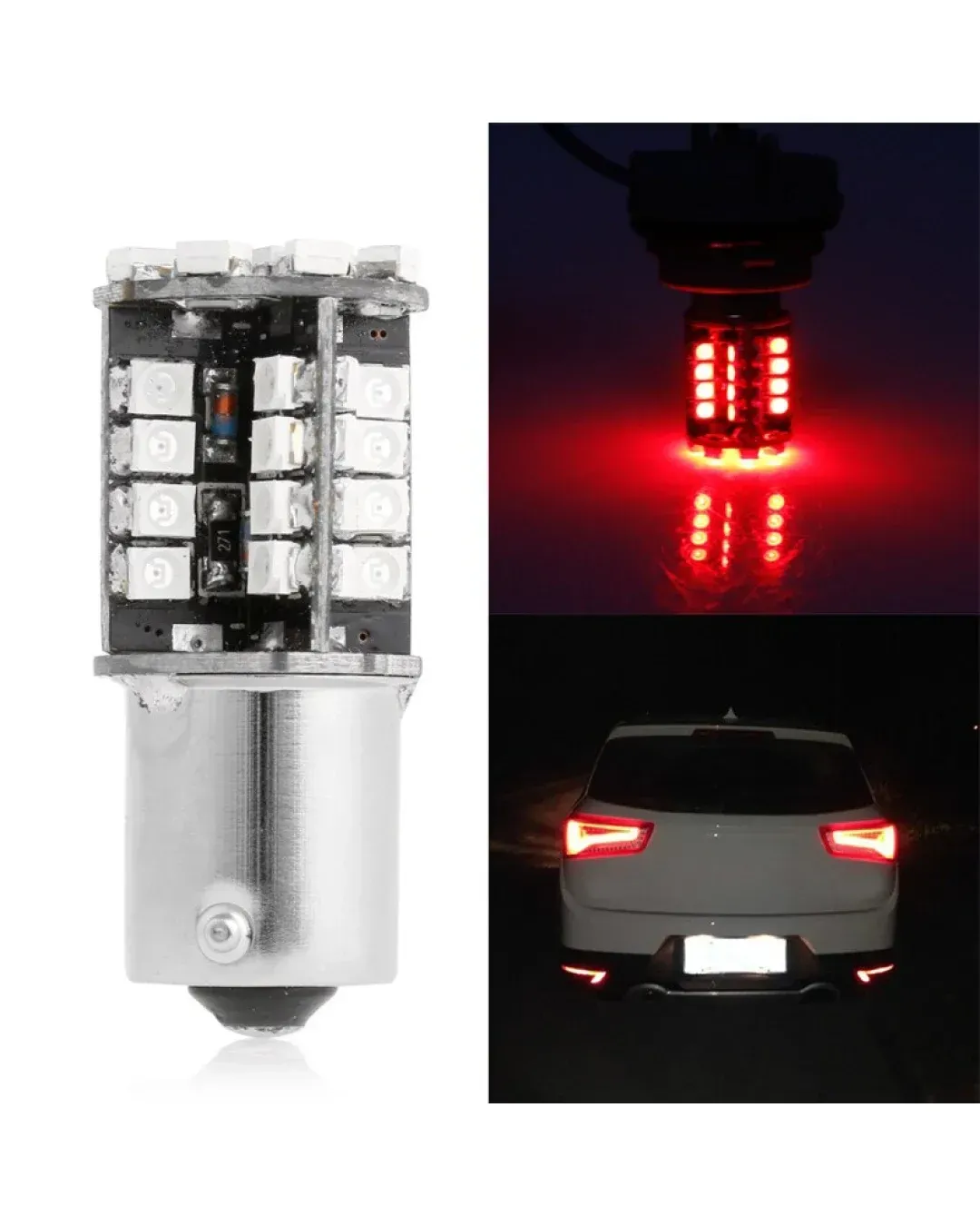 LED Лед Крушки, Стоп, 44 SMD, Canbus, 1156 (P21W), 12V, Червена Светлина