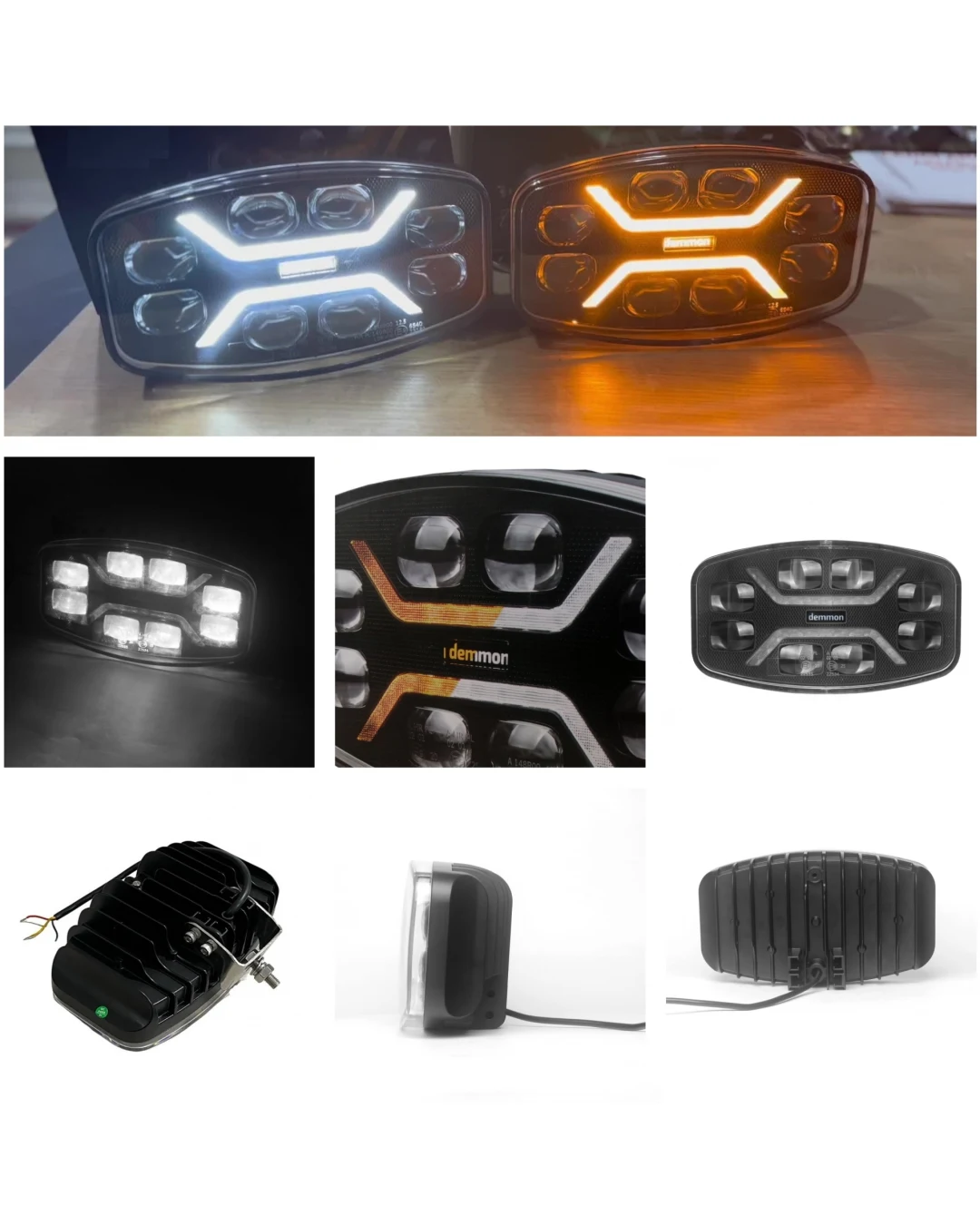 LED ЛЕД мощен диоден фар халоген лампа 12V - 24V 48W бяло-жълто за АТВ джип камион трактор земеделски и селскостопански машини и др. 245 x 139.4 x 90 mm E-mark E9