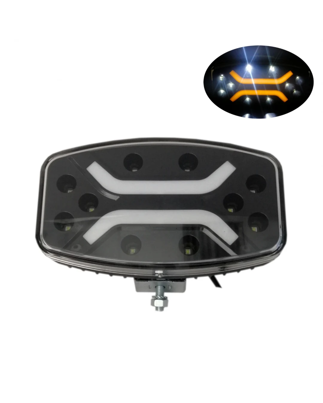 LED ЛЕД Високомощен диоден фар халоген лампа 12V - 24V бяло-жълто за АТВ джип камион трактор земеделски и селскостопански машини и др. 245 x 139 x 70 mm