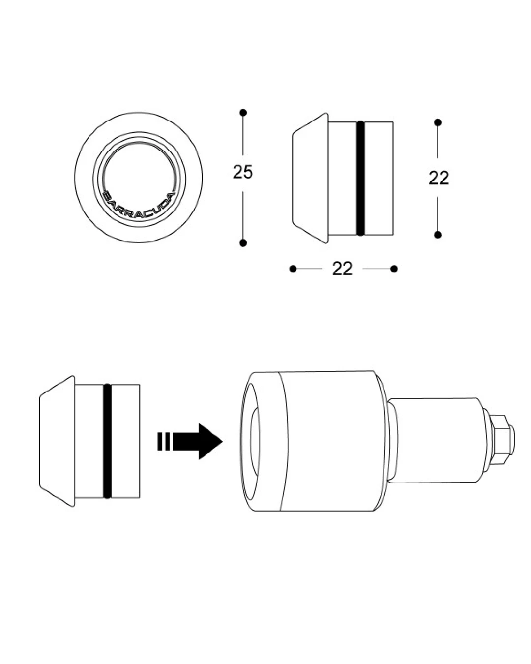LED мото мигачи BARRACUDA B-LED KIT