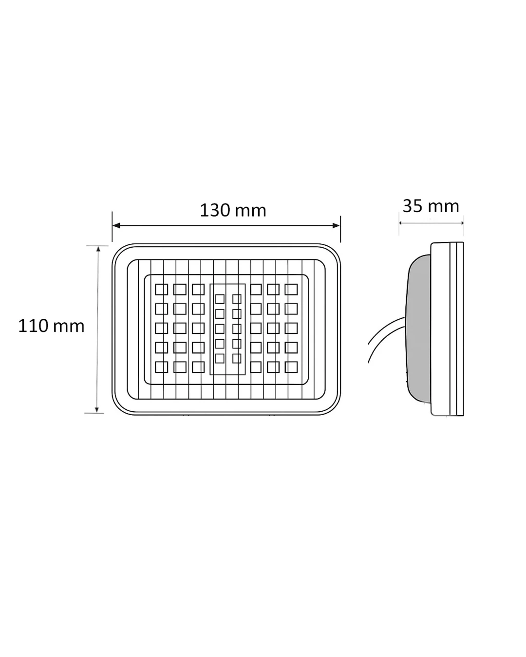 LED оранжев сигнален габарит с 70 LED диода, 12-24V