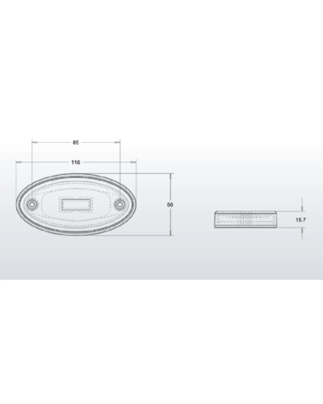 LED Светодиоден Габарит, 116mm x 60mm, Червен, Неон Ефект, Три Функции,12V-24V