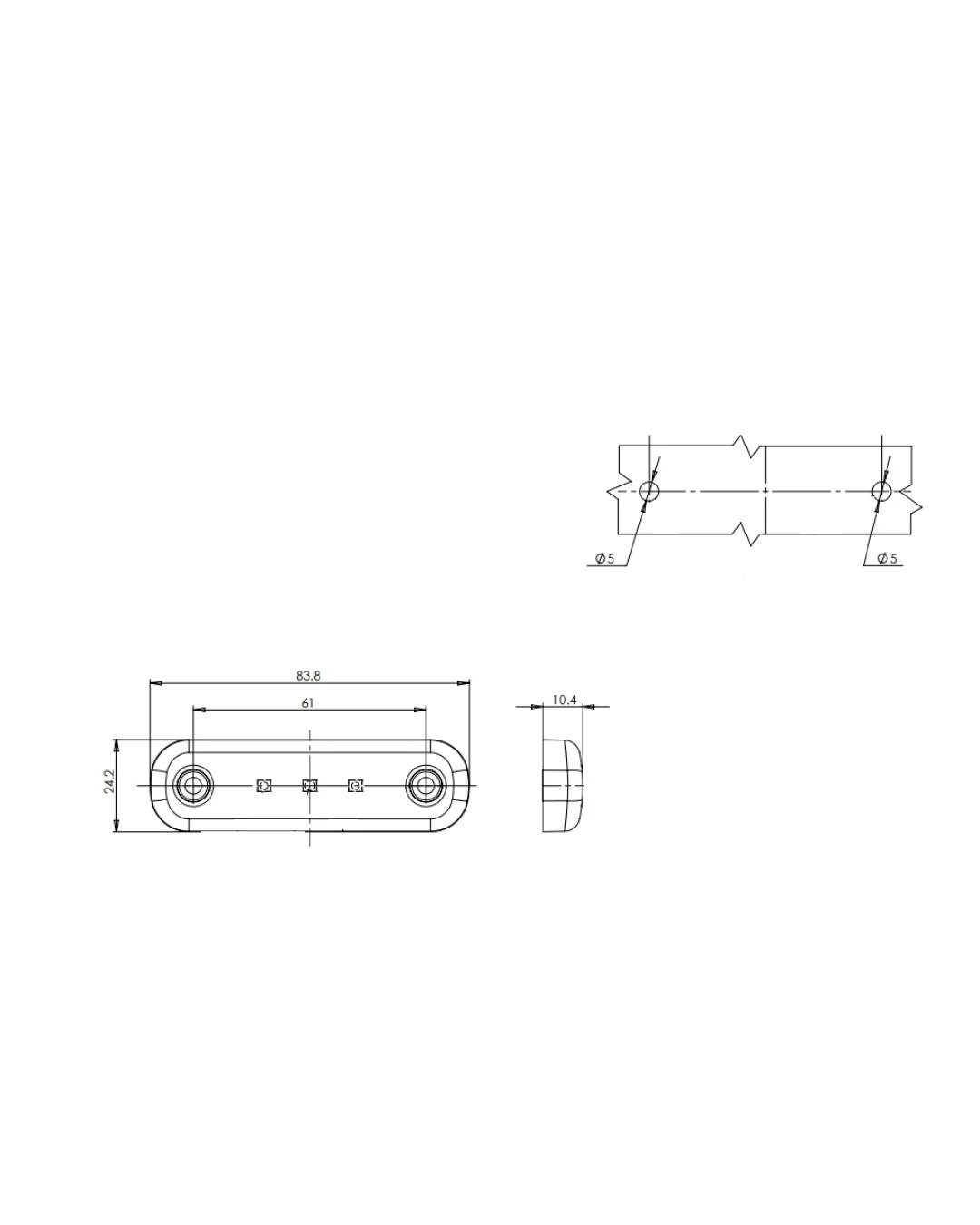 LED Светодиоден Габарит, Маркер, Токос, Бял, Е-Mark, 3 LED, 12V-24V, 8,4 см