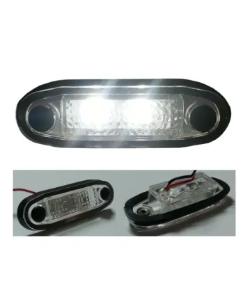 LED Светодиоден Габарит, Маркер, Токос, С Гума, Бял Цвят, Овален, Е-Mark, 12V, 7,5 см