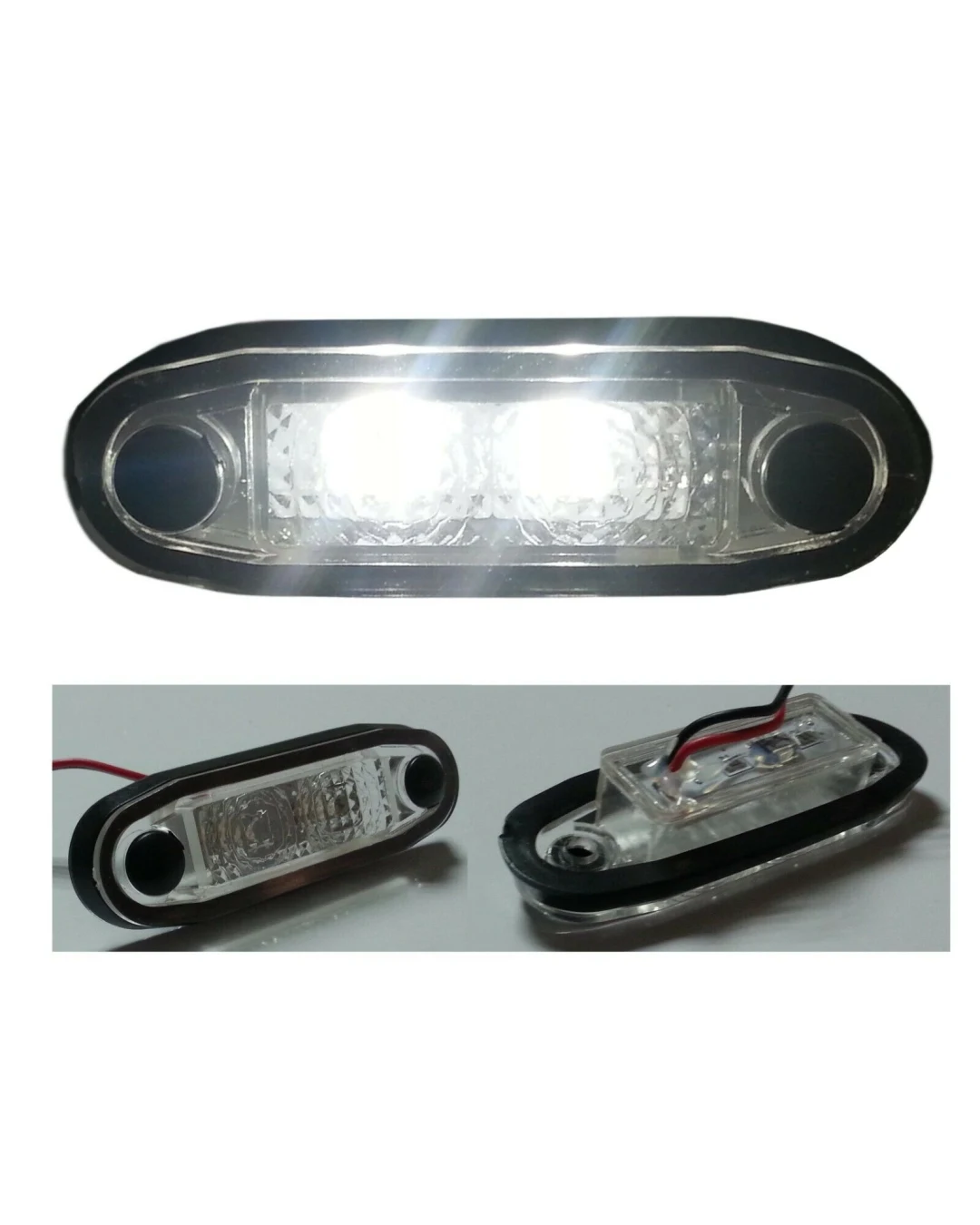 LED Светодиоден Габарит, Маркер, Токос, С Гума, Бял Цвят, Овален, Е-Mark, 24V, 7,5 см