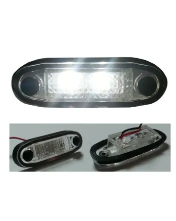 LED Светодиоден Габарит, Маркер, Токос, С Гума, Бял Цвят, Овален, Е-Mark, 24V, 7,5 см