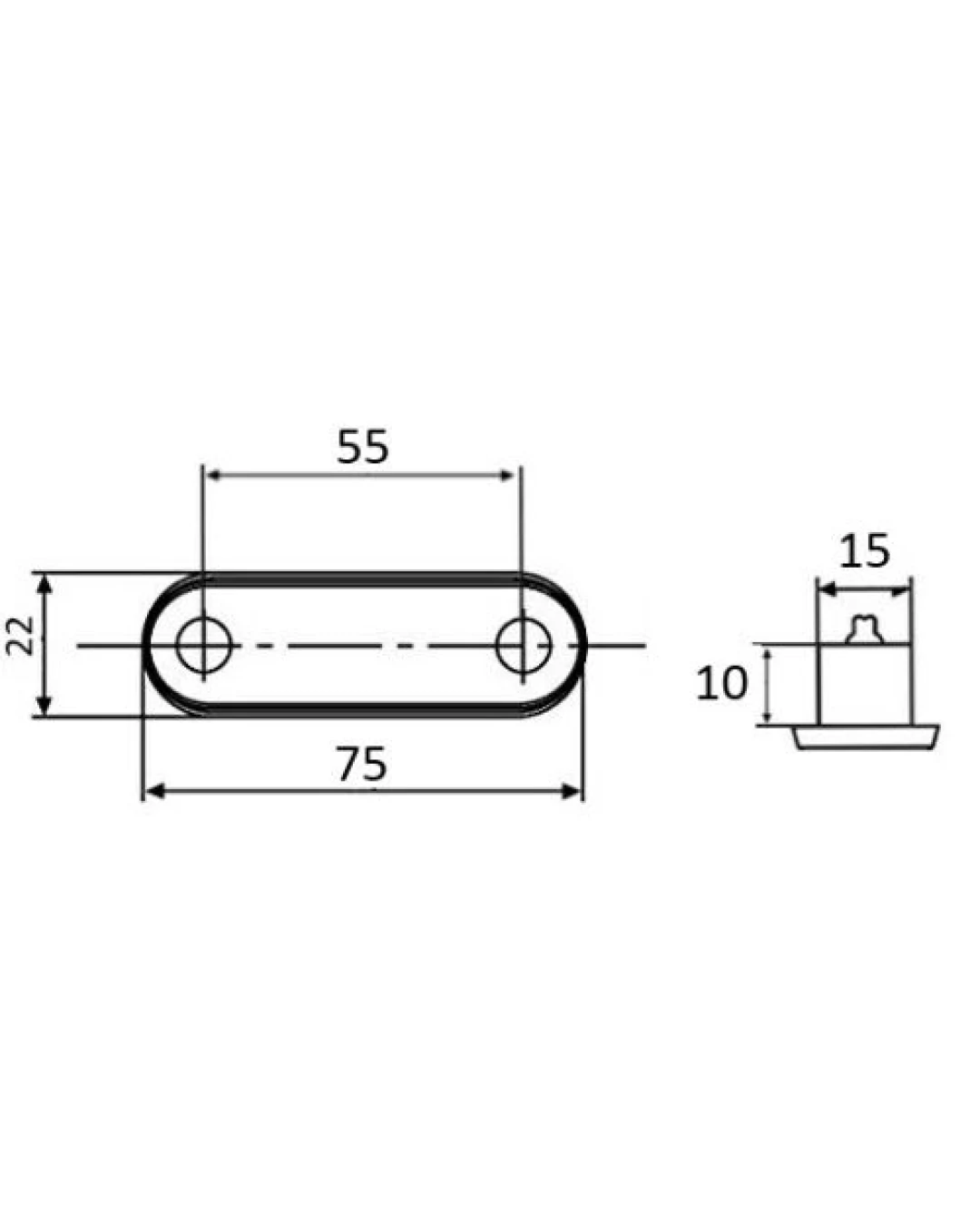 LED Светодиоден Габарит, Маркер, Токос, С Гума, Син Цвят, Овален, Е-Mark, 24V, 7,5 см