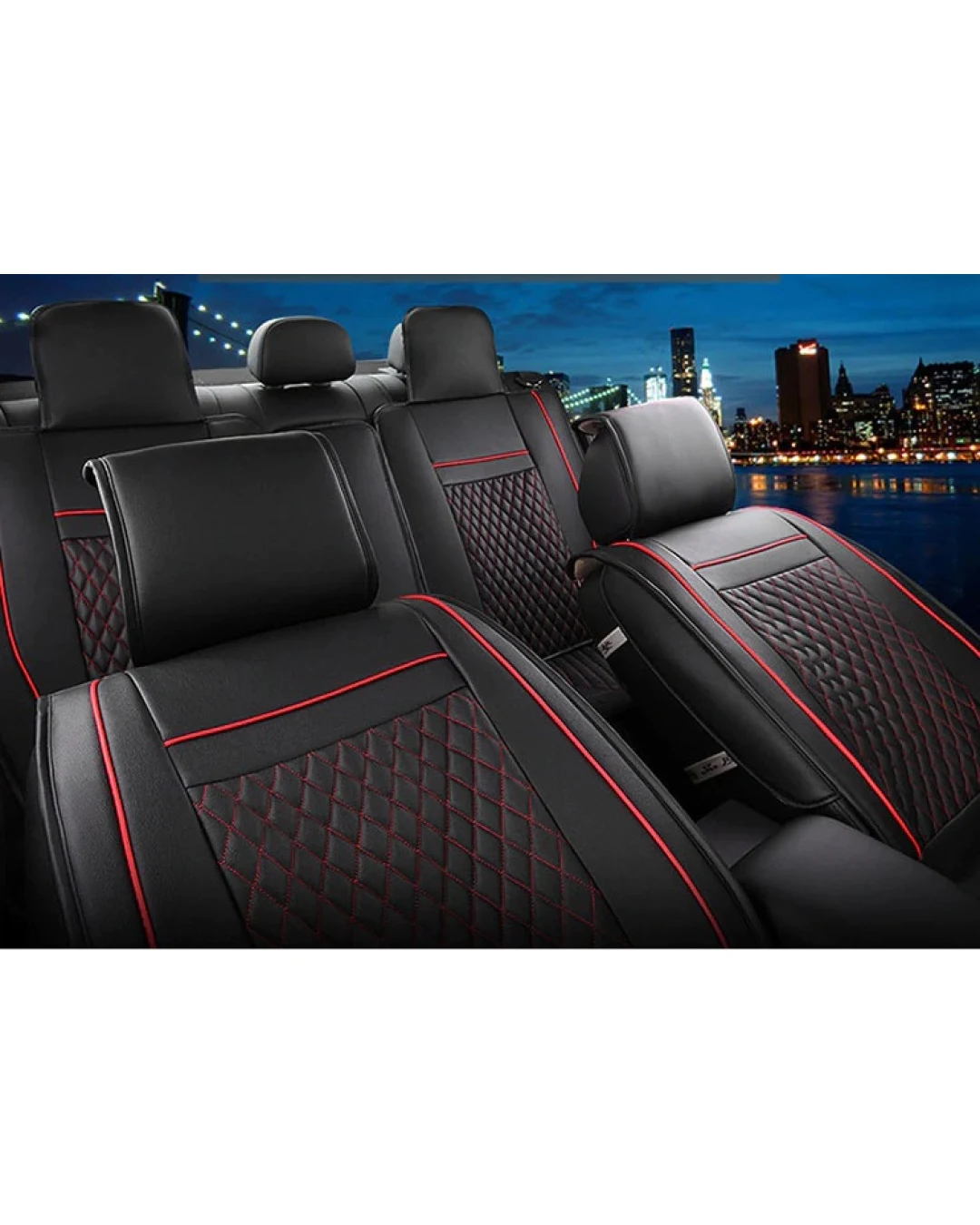 Лукс Комплект Черна Кожена универсална тапицерия / калъфи за седалки