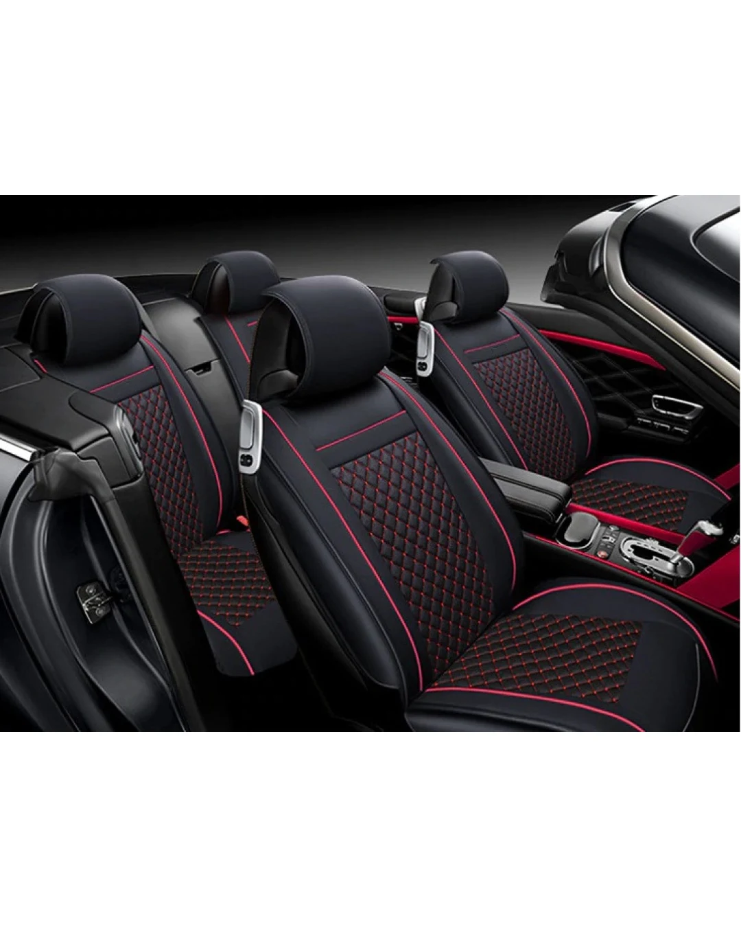 Лукс Комплект Черна Кожена универсална тапицерия / калъфи за седалки