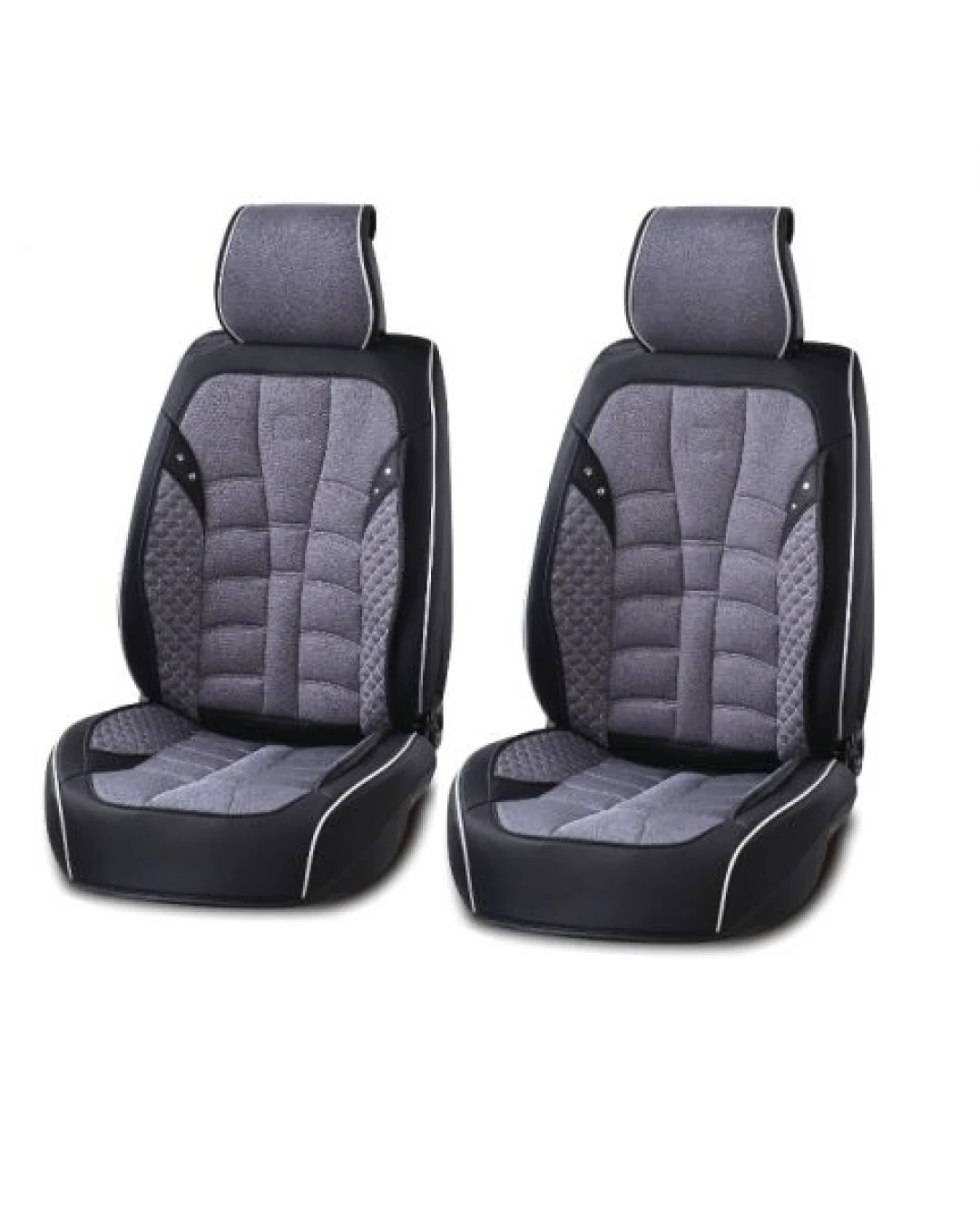 Лукс Универсална Кожа и Плат Тапицерия Сиво и Черно/ Калъфи за предни седалки TAP816