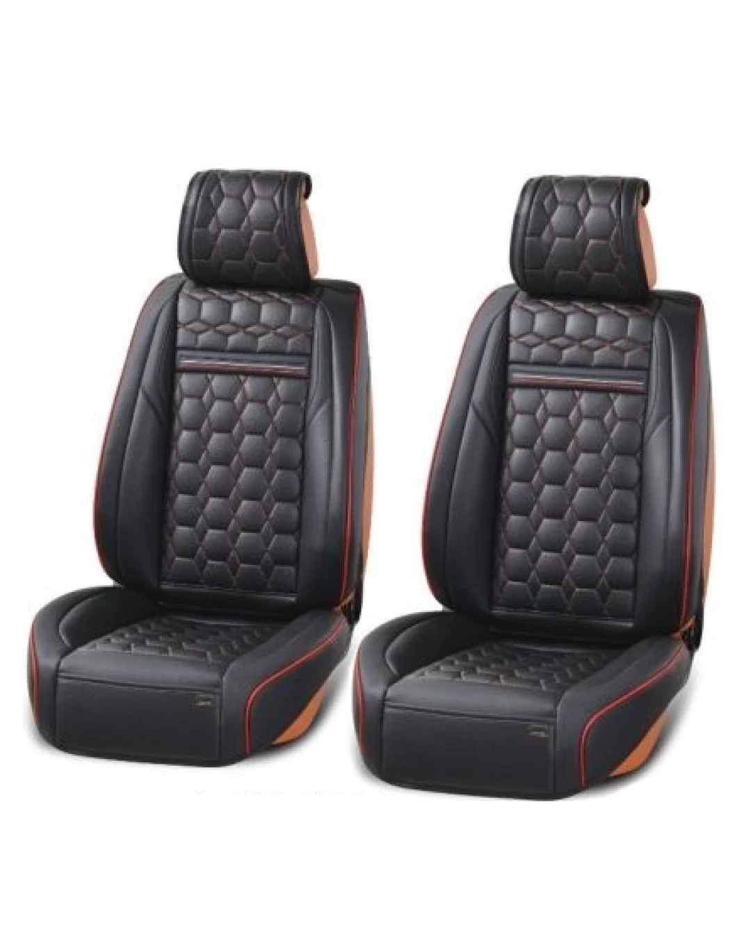 Лукс Универсална Кожена Тапицерия / Калъфи за предни седалки Еко Кожа Черна с Червен Шев TAP800