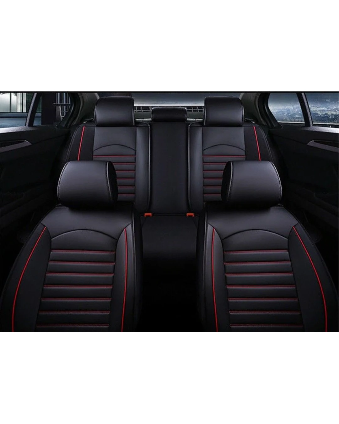 Луксозни калъфи за седалки Комплект Черна Кожена универсална тапицерия