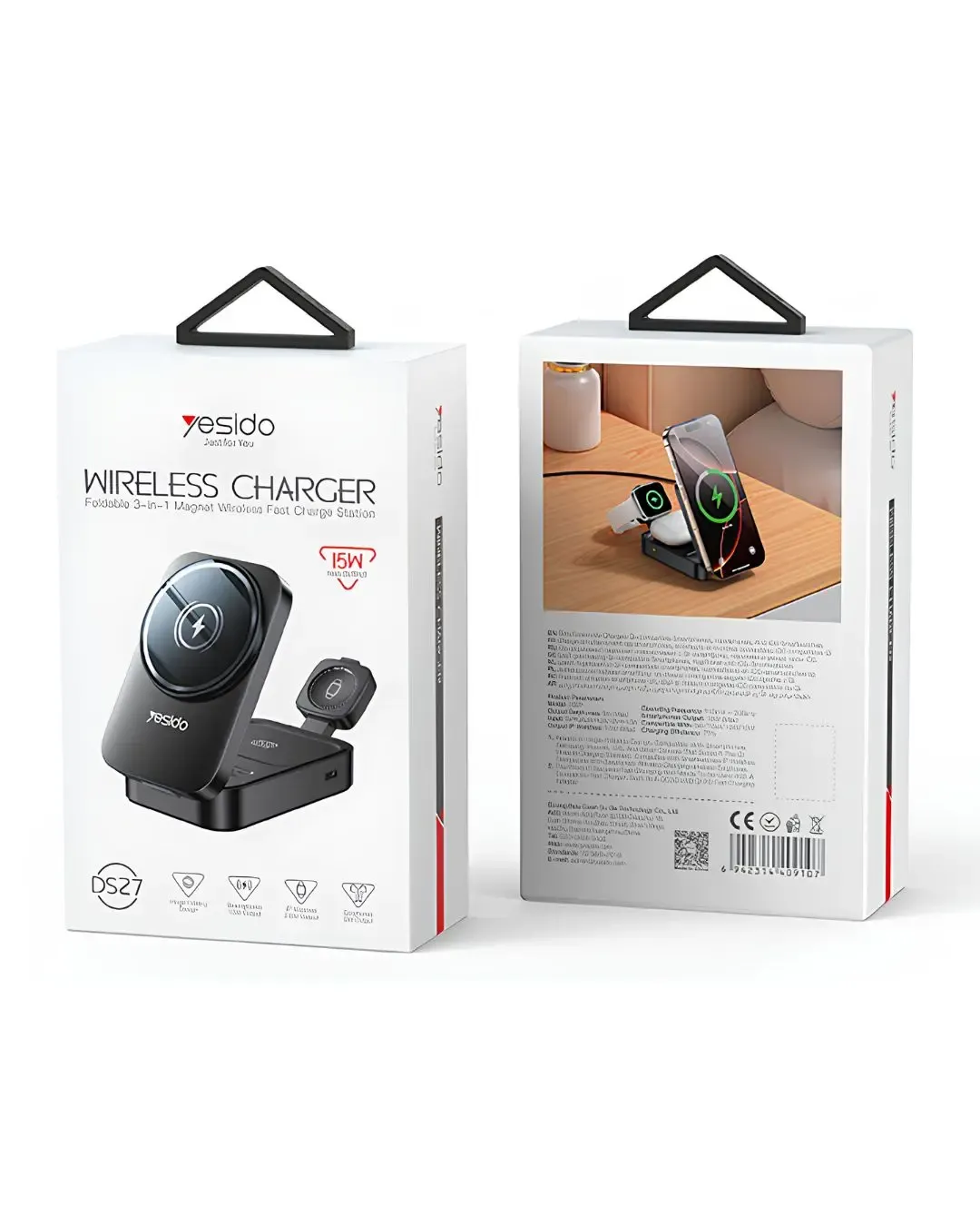 Магнитна безжична зарядна станция YESIDO DS27 (15W)