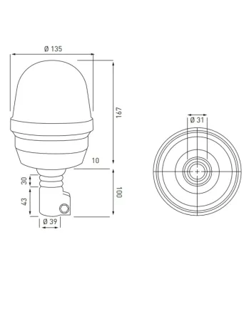 Маяк Буркан Аварийна Сигнална Лампа С Крушка Оранжева Жълта, 12V