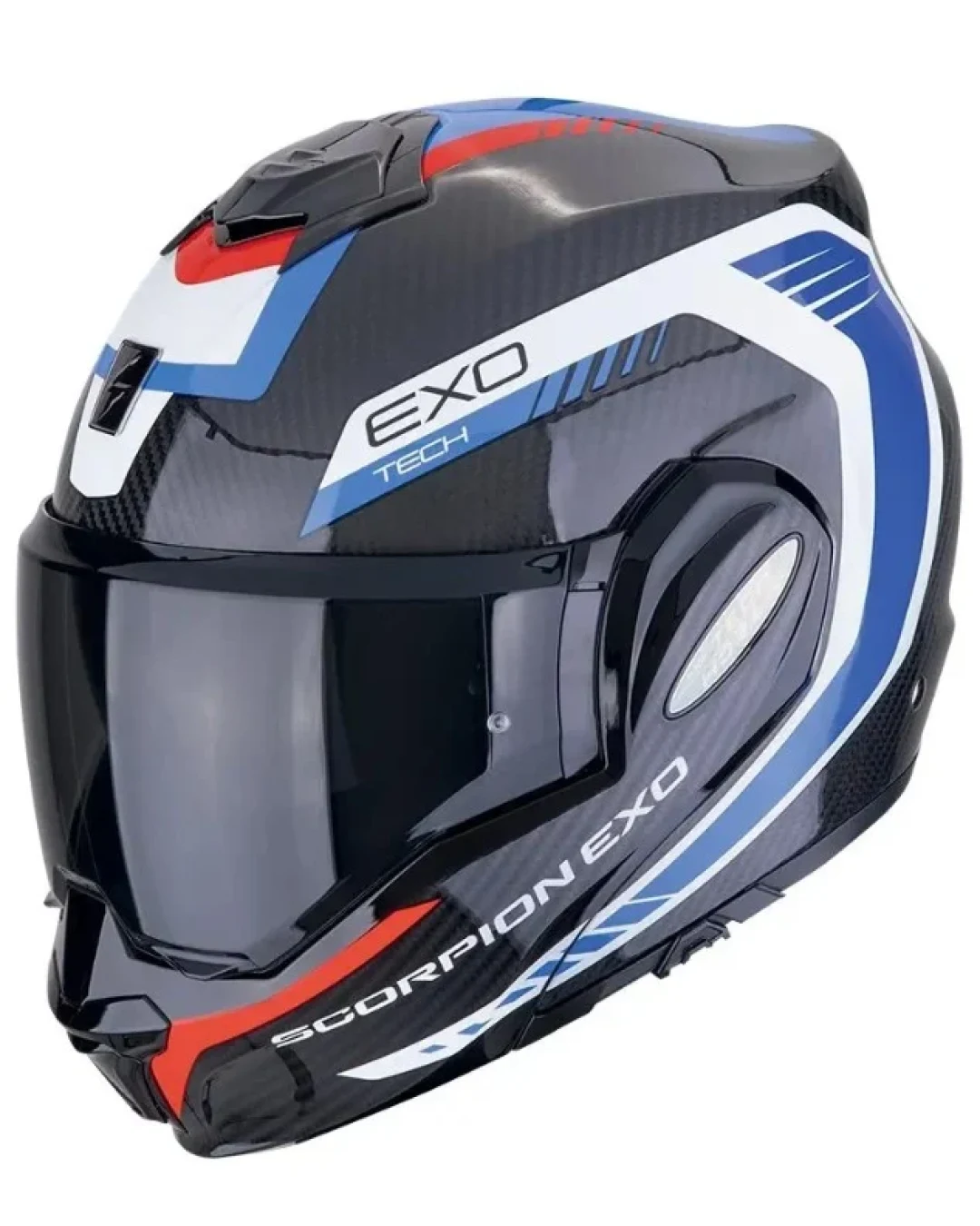 Модуларна каска SCORPION Exo-Tech Evo Carbon BLACK/BLUE/RED