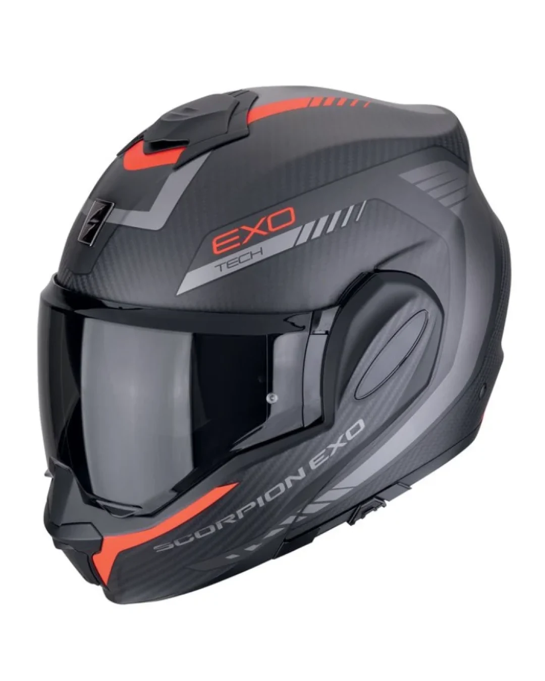 Модуларна каска SCORPION Exo-Tech Evo Carbon Cozy Matt Black-Red