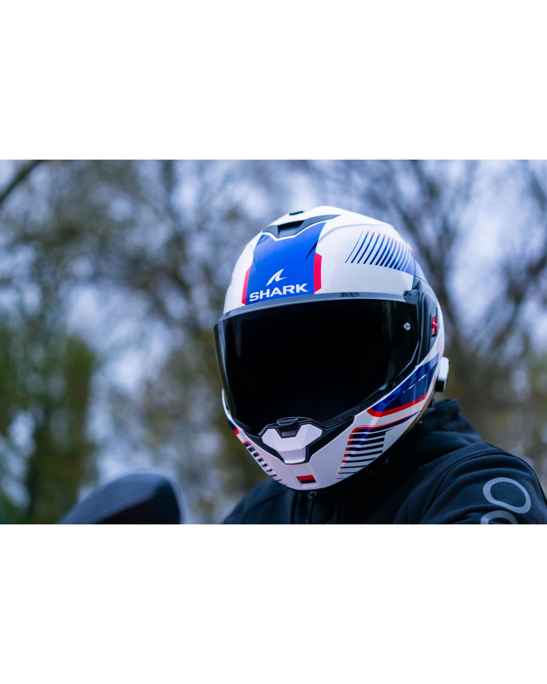 Модуларна каска SHARK OXO SIKTER White Chrome Blue