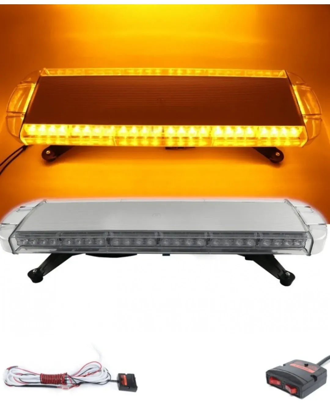Мощна аварийна сигнална лампа 76 см 40 LED ЛЕД блиц маяк буркан лед бар 12-24V със 15 режима на работа жълта за пътна помощ платформа снегорин багер бус ван и др.
