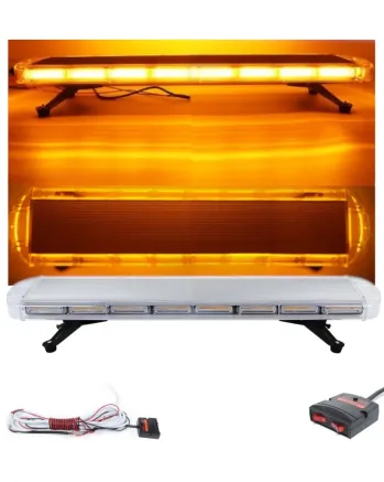 Мощна аварийна сигнална лампа 98 см LED ЛЕД блиц маяк буркан лед бар 12-24V със 16 режима на работа жълта за пътна помощ платформа снегорин багер бус ван и др.