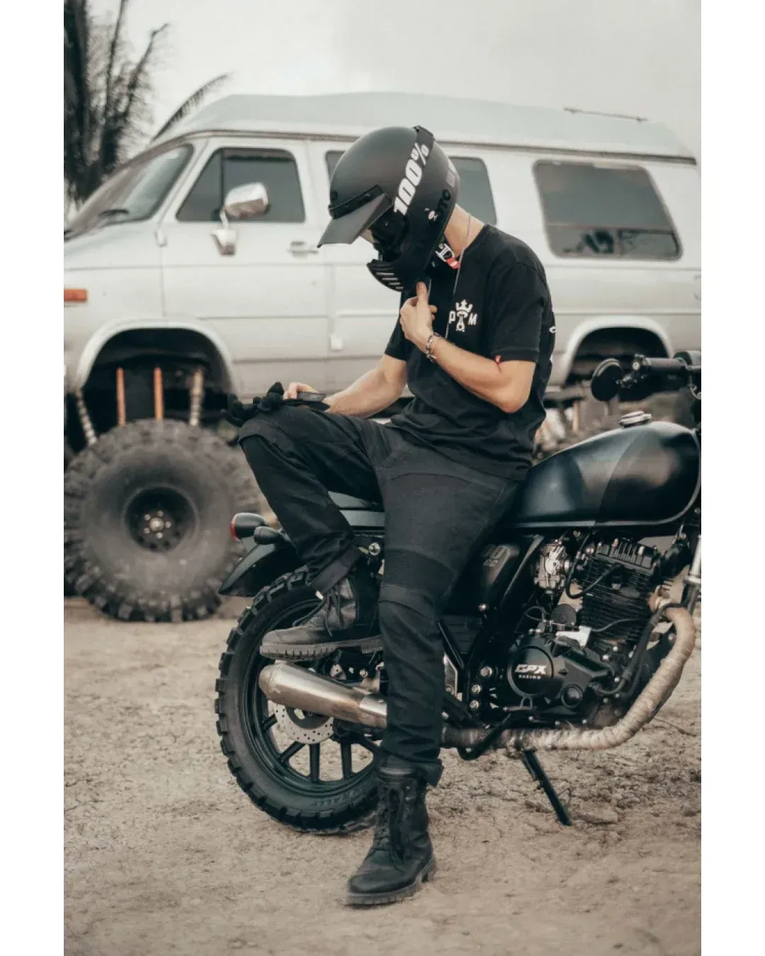 Мото дънки PANDO MOTO KARLDO SLIM BLACK - Men Slim-Fit Cordura®