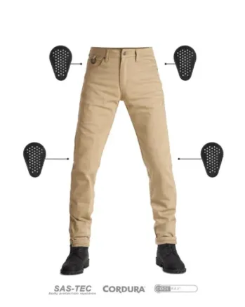 Мото дънки PANDO MOTO ROBBY BEIGE - Slim-fit Cordura® - LONG