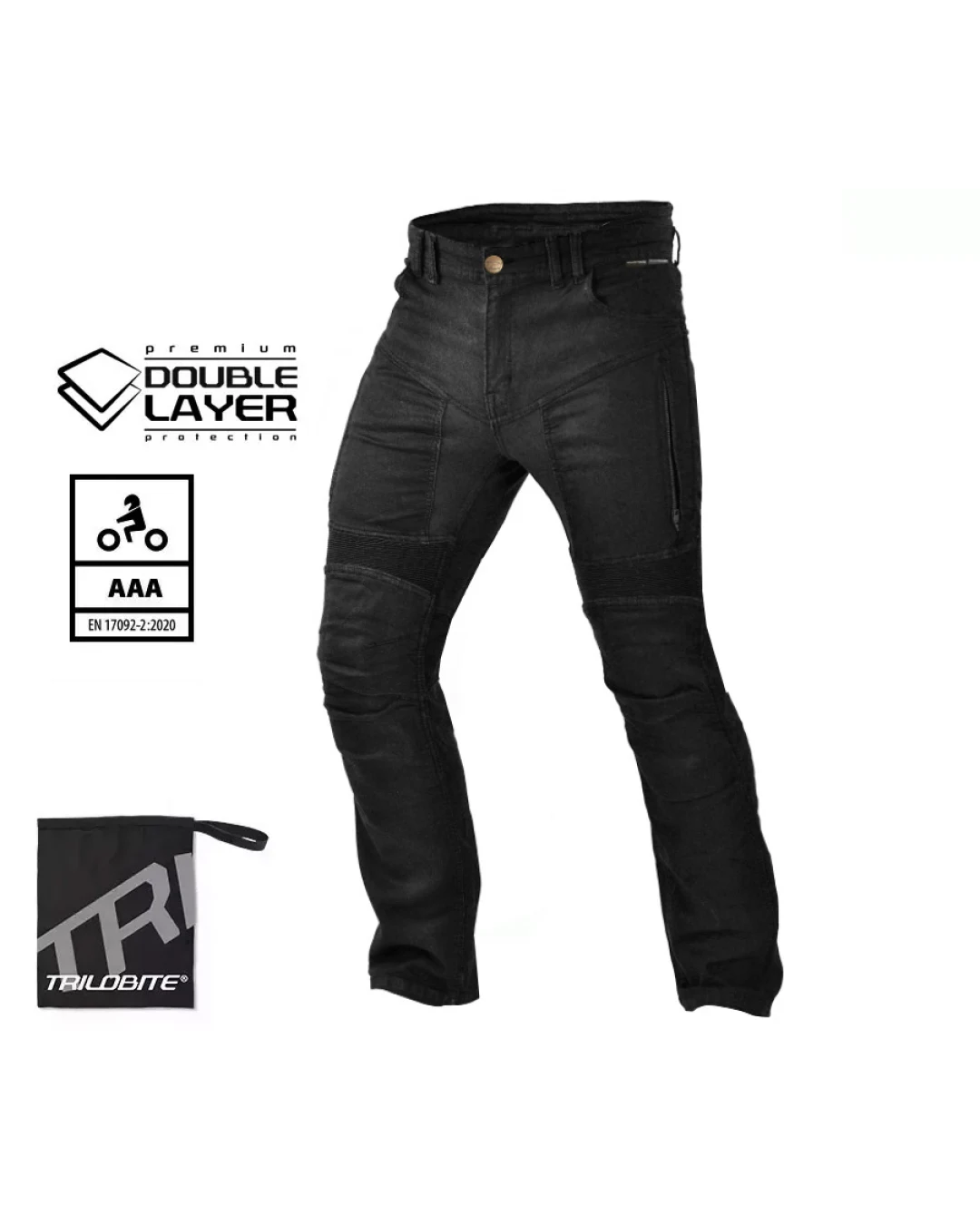 Мото дънки TRILOBITE PARADO DOUBLELAYER AAA REGUAL FIT MEN BLACK LEVEL 2