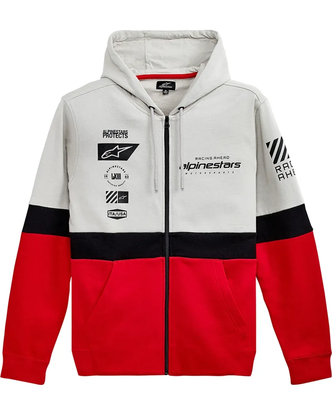Мото суичър ALPINESTARS Position Zip Hoodie WHITE/RED/BLACK