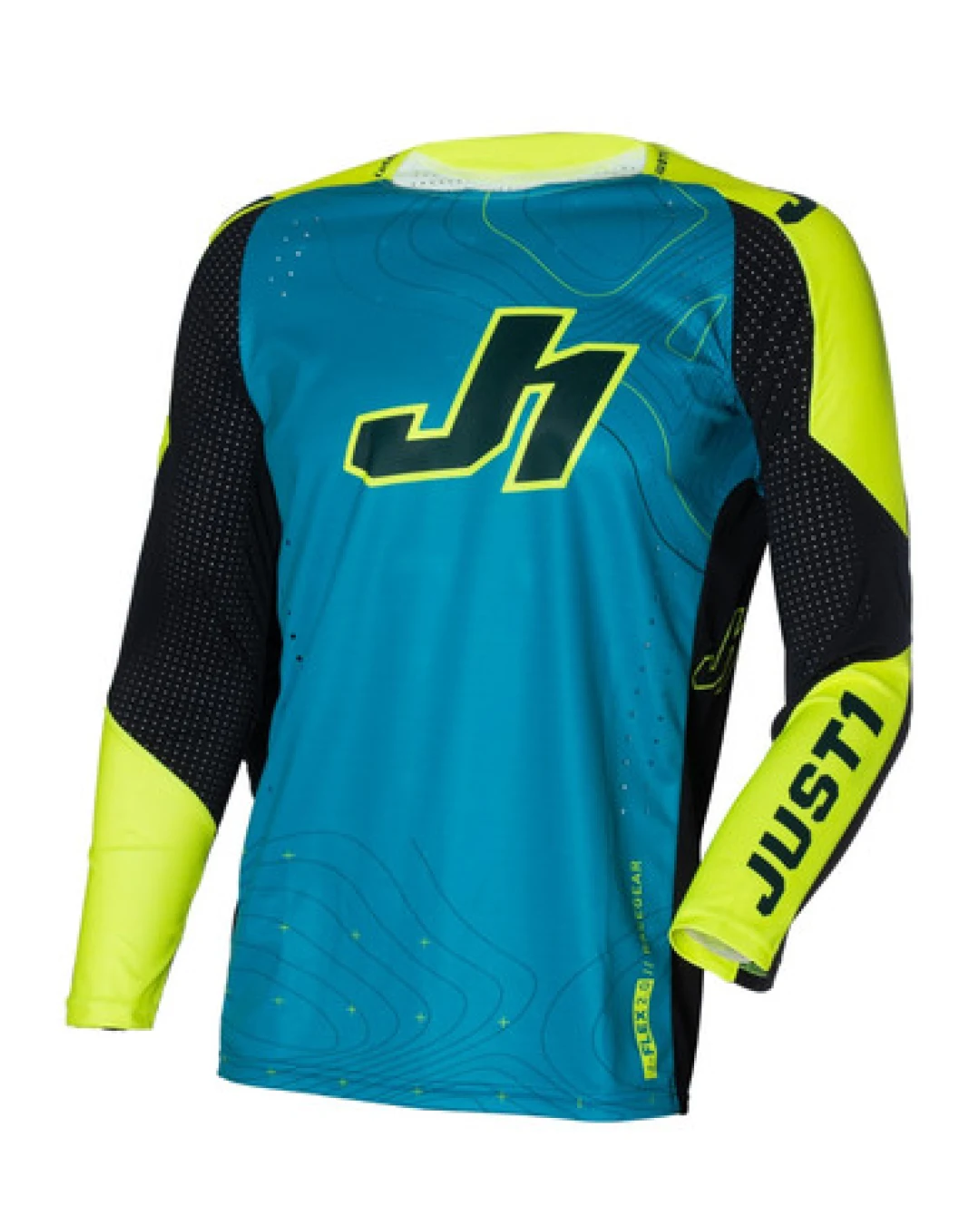 Мотокрос джърси Just1 J-Flex 2.0 Frontier Teal Black/Yellow Fluo