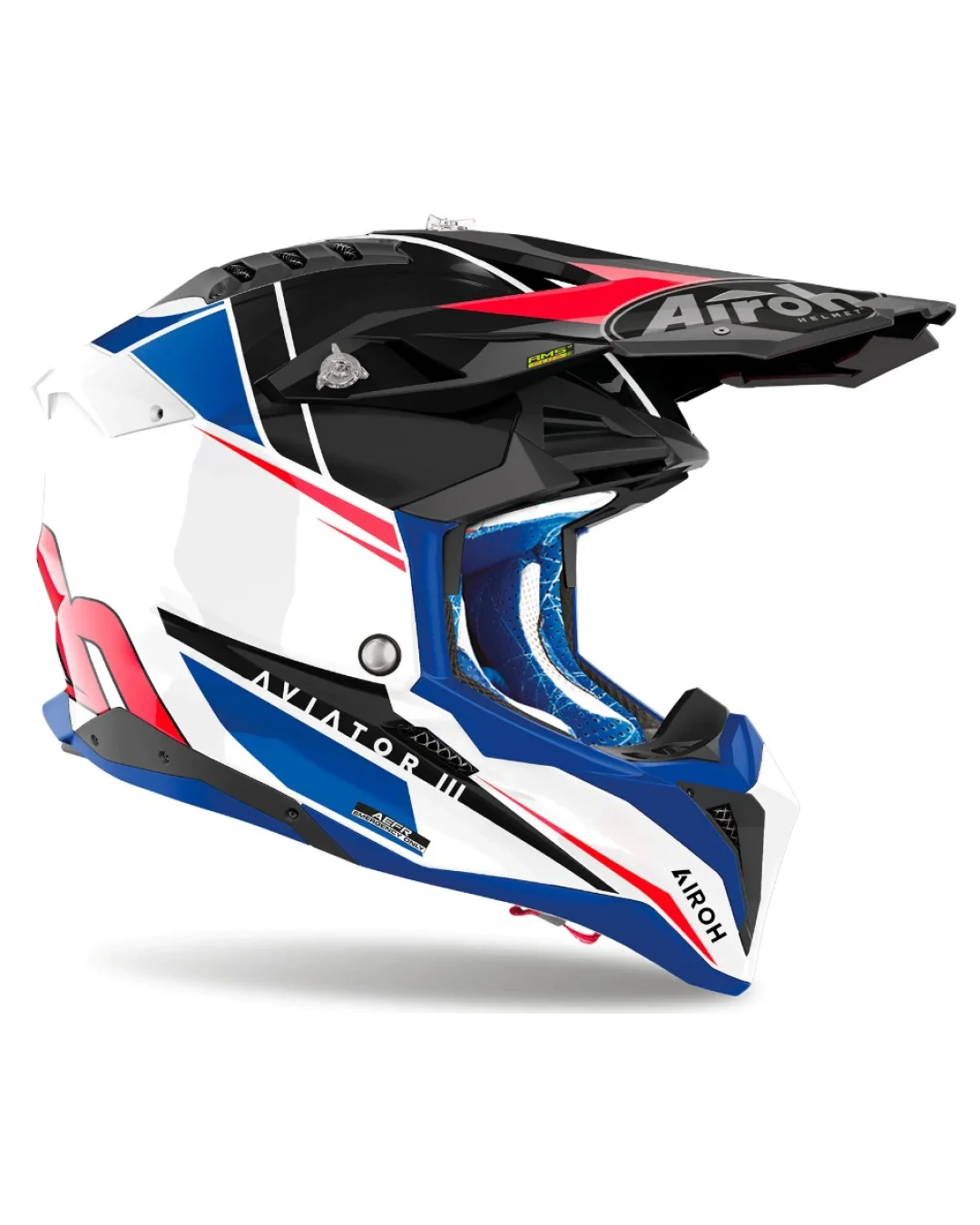 Мотокрос каска AIROH AVIATOR 3 Push Blue Red Gloss