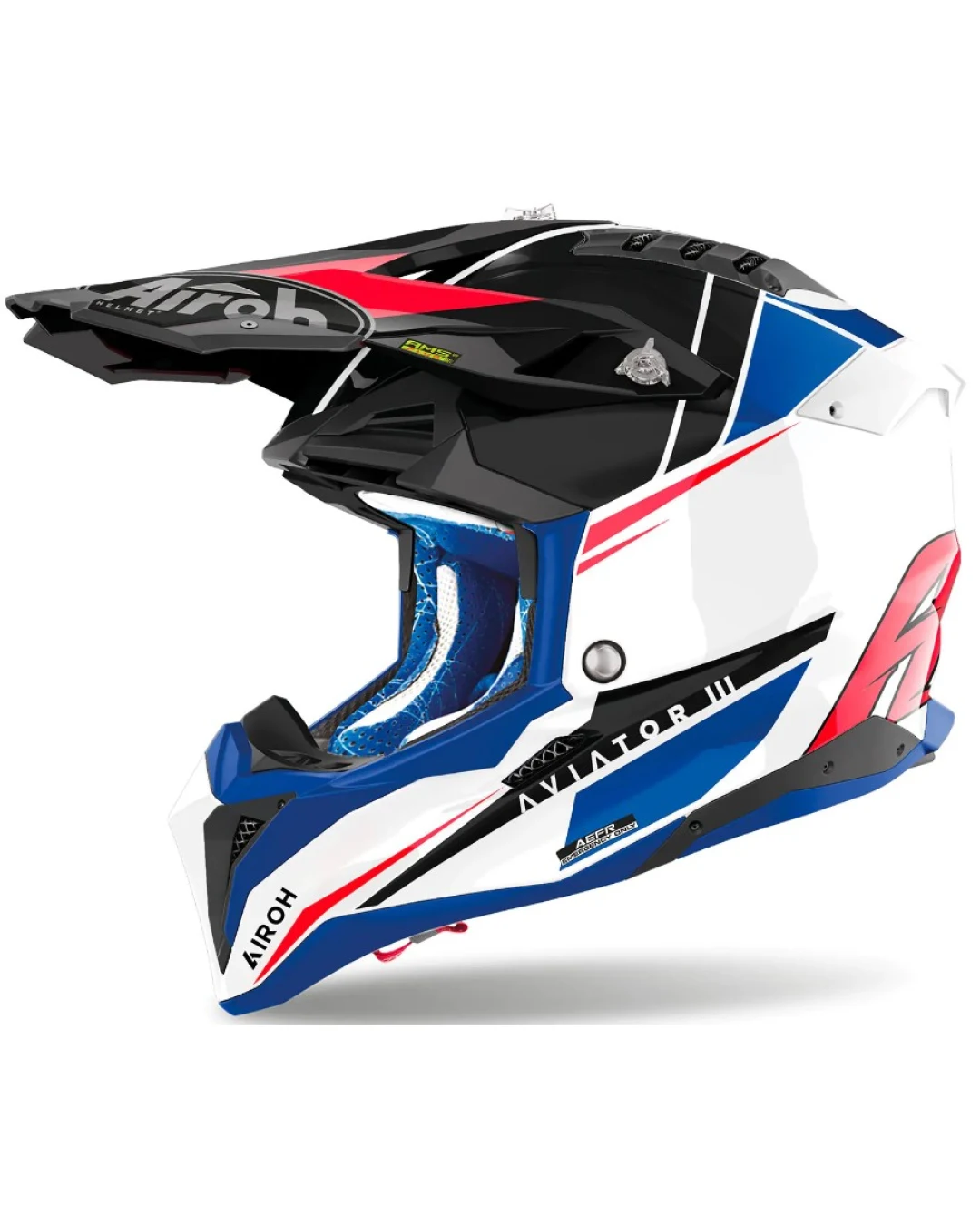 Мотокрос каска AIROH AVIATOR 3 Push Blue Red Gloss