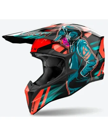 Мотокрос каска AIROH WRAAAP CYBER ORANGE/BLUE