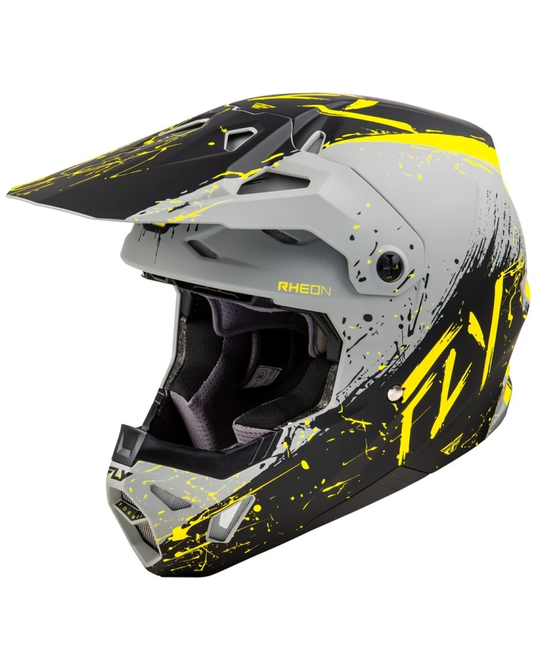 Мотокрос каска FLY RACING Formula CP Manic - Matte Grey/Black/Yellow 2025