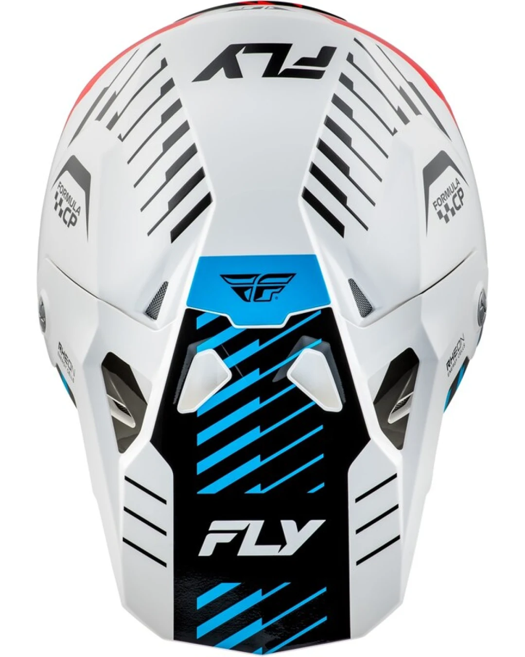 Мотокрос каска FLY RACING Formula CP Slice - White/Red/Cyan 2025