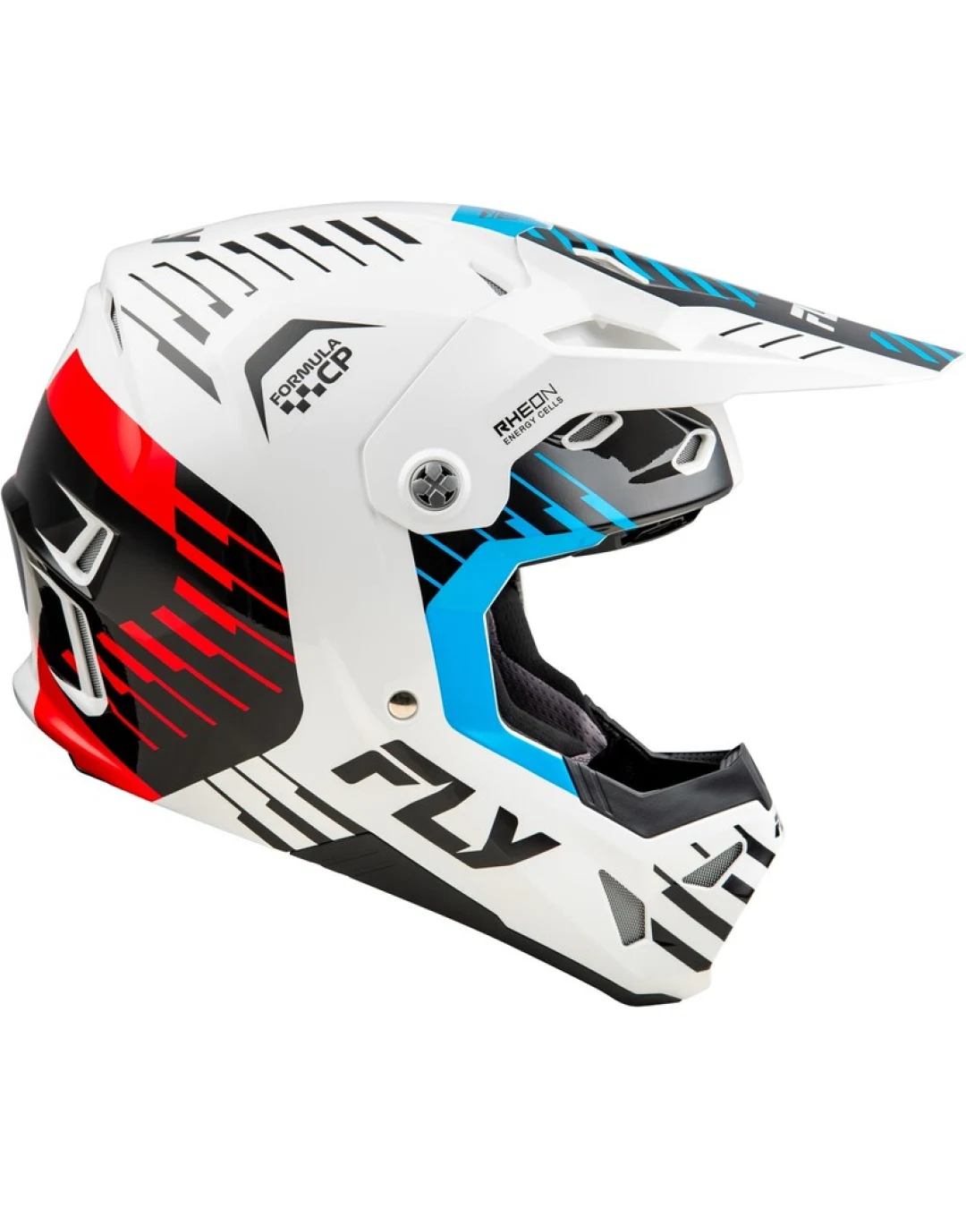 Мотокрос каска FLY RACING Formula CP Slice - White/Red/Cyan 2025