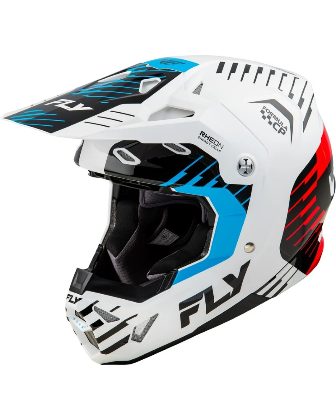 Мотокрос каска FLY RACING Formula CP Slice - White/Red/Cyan 2025