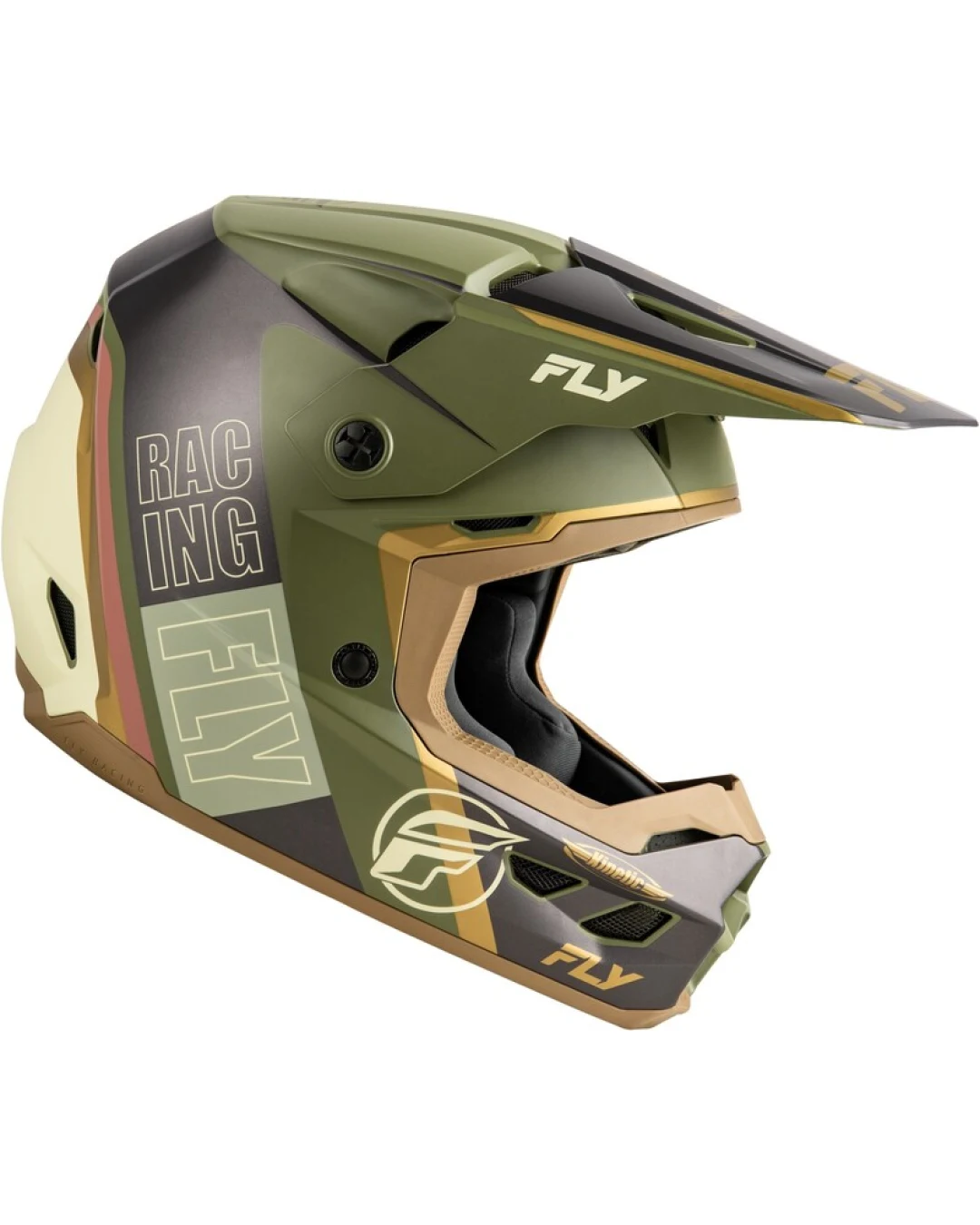 Мотокрос каска FLY RACING Formula Kinetic Rally-Matte Moss Grey/Khaki/Off-Whitee 2025