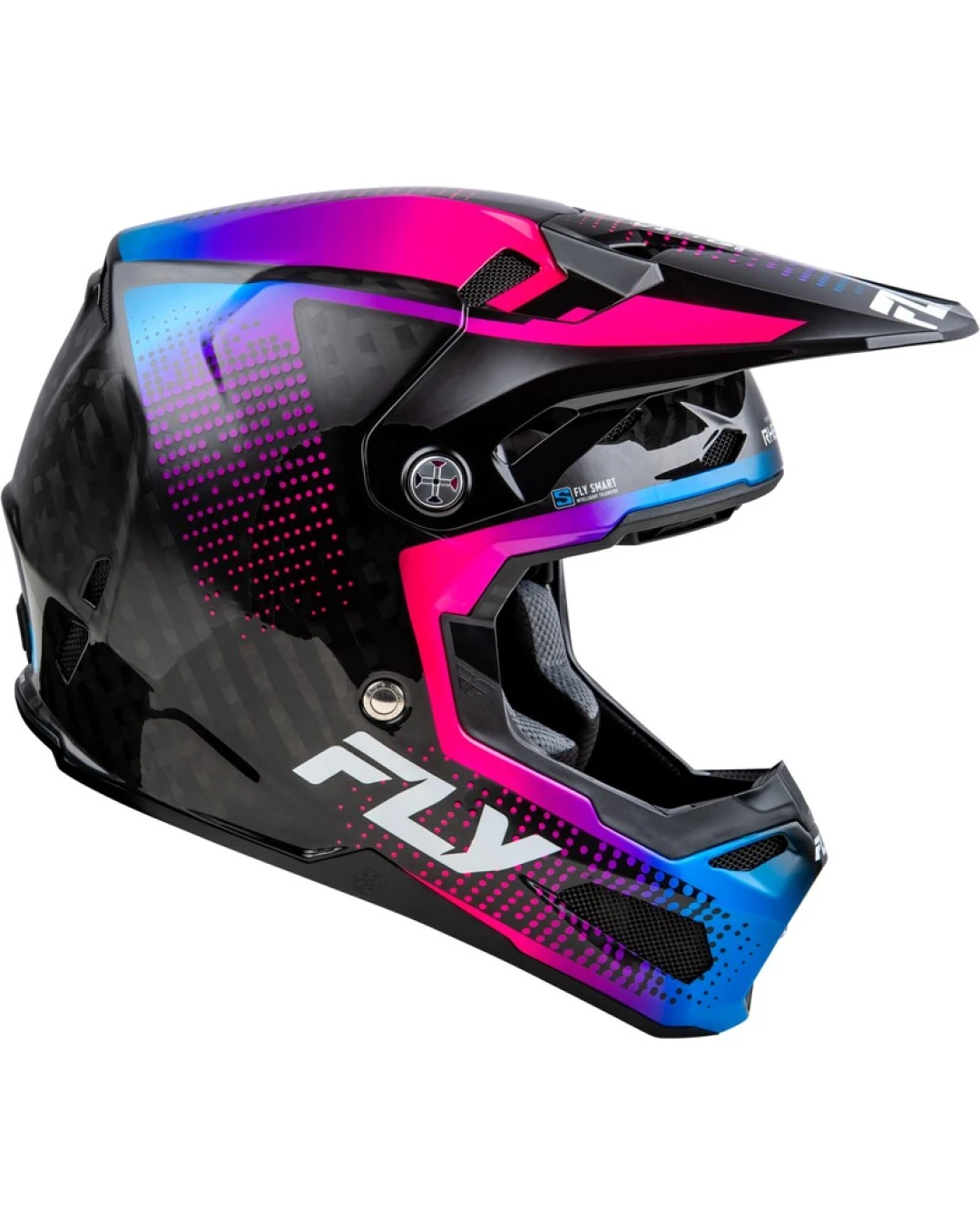 Мотокрос каска FLY RACING Formula S Carbon Protocol-Black Carbon/Blue/Pink 2025