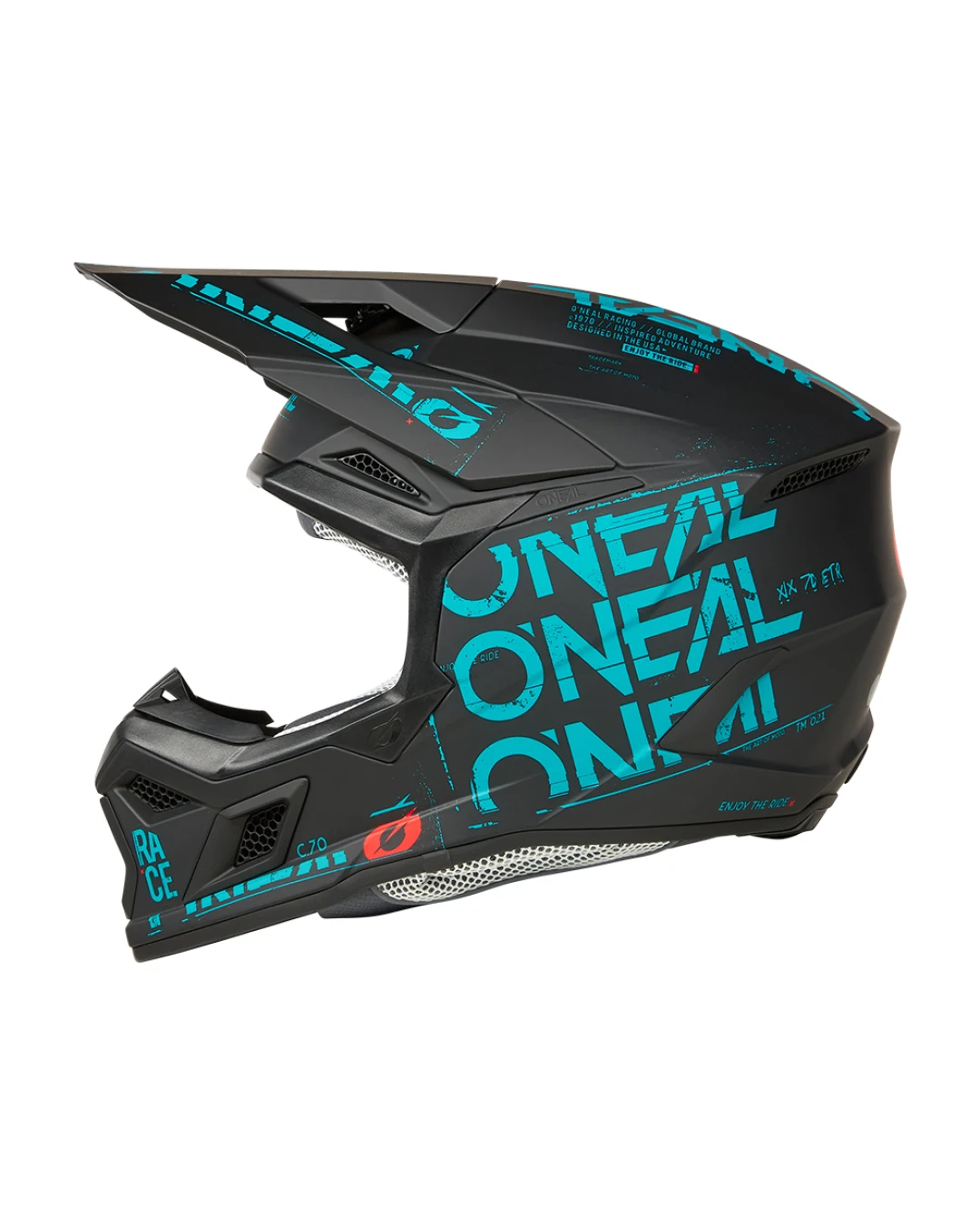 Мотокрос каска O'NEAL 3SERIES STATIC BLACK/TEAL V.25
