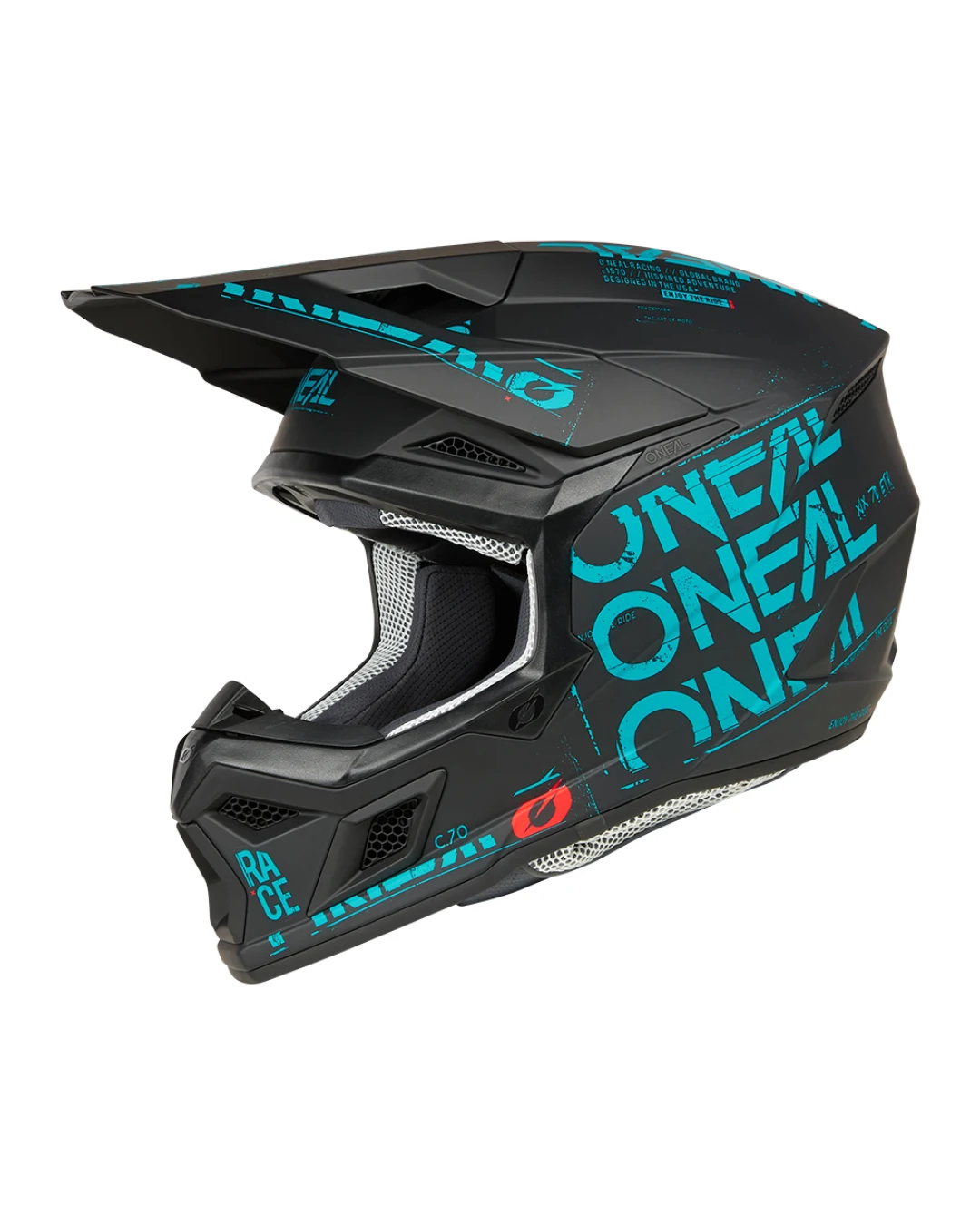 Мотокрос каска O'NEAL 3SERIES STATIC BLACK/TEAL V.25