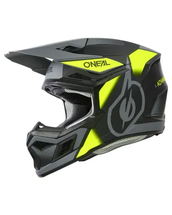 Мотокрос каска O'NEAL 3SERIES VISION BLACK/NEON YELLOW/GRAY V.24