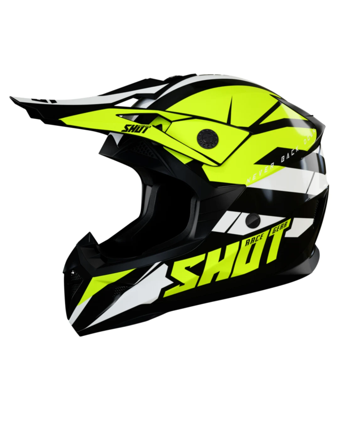 Мотокрос каска SHOT Pulse Revenge Black Neon Yellow White Glossy