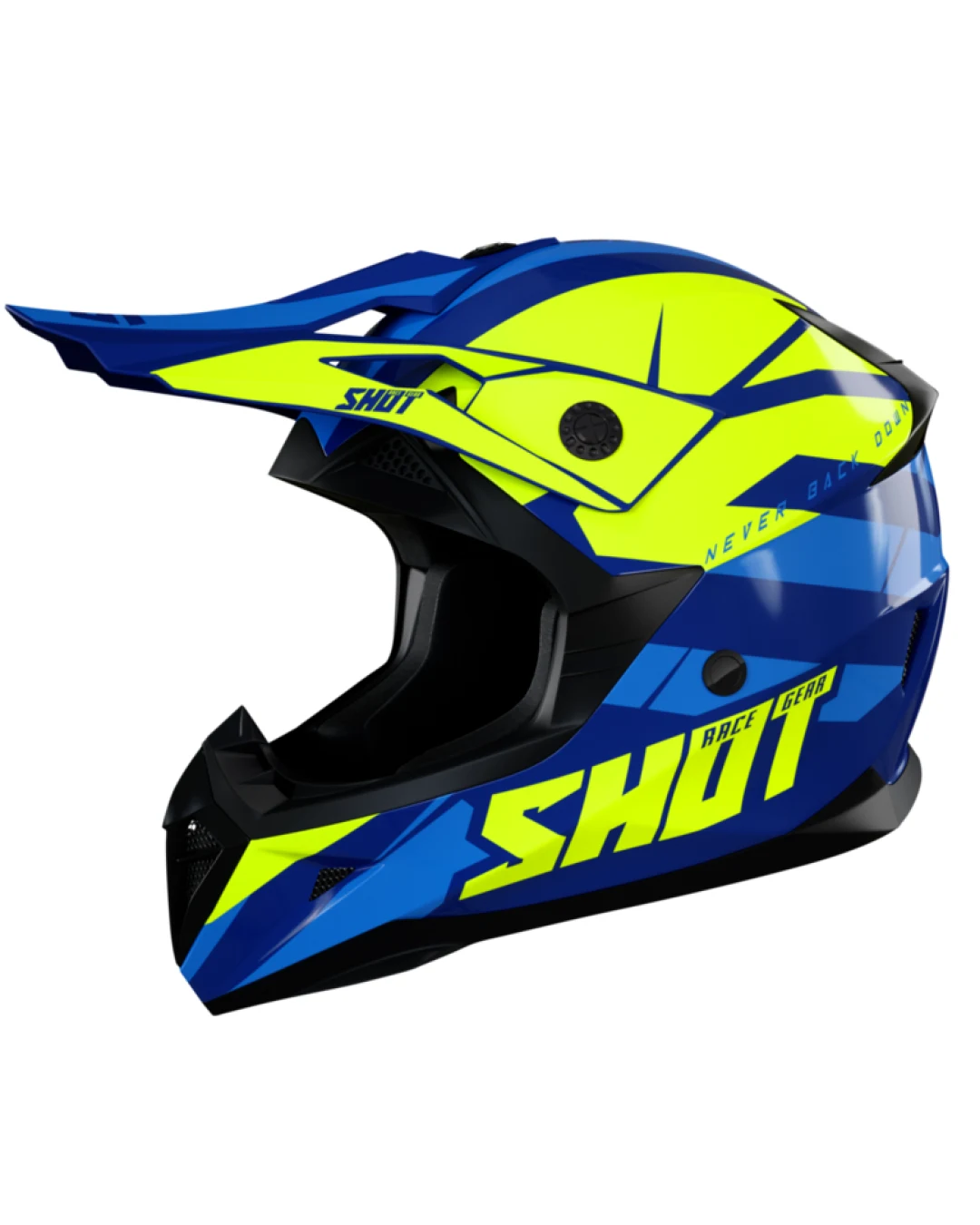 Мотокрос каска SHOT Pulse Revenge Navy Neon Yellow Blue Glossy
