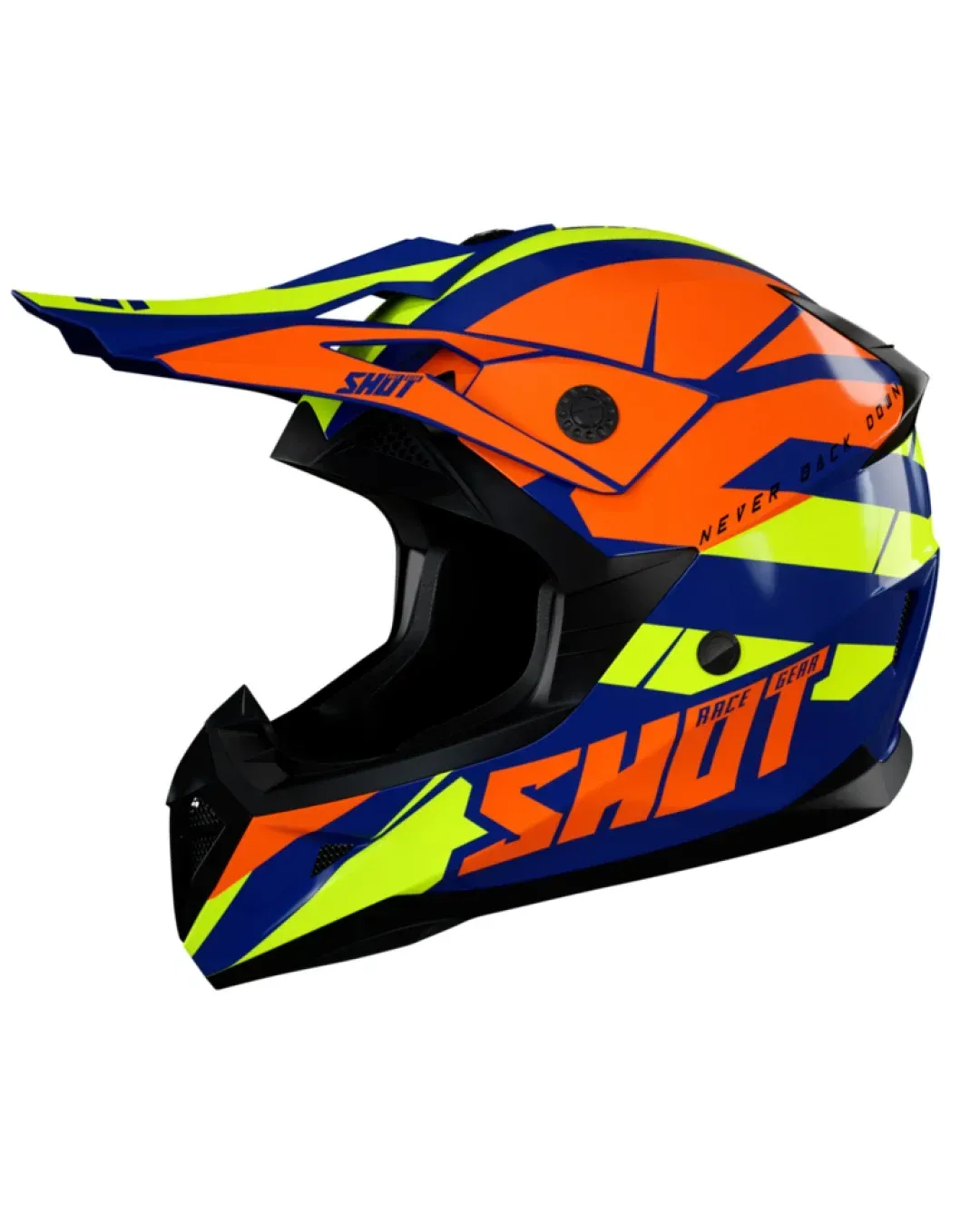Мотокрос каска SHOT Pulse Revenge Navy Orange Neon Yellow Glossy