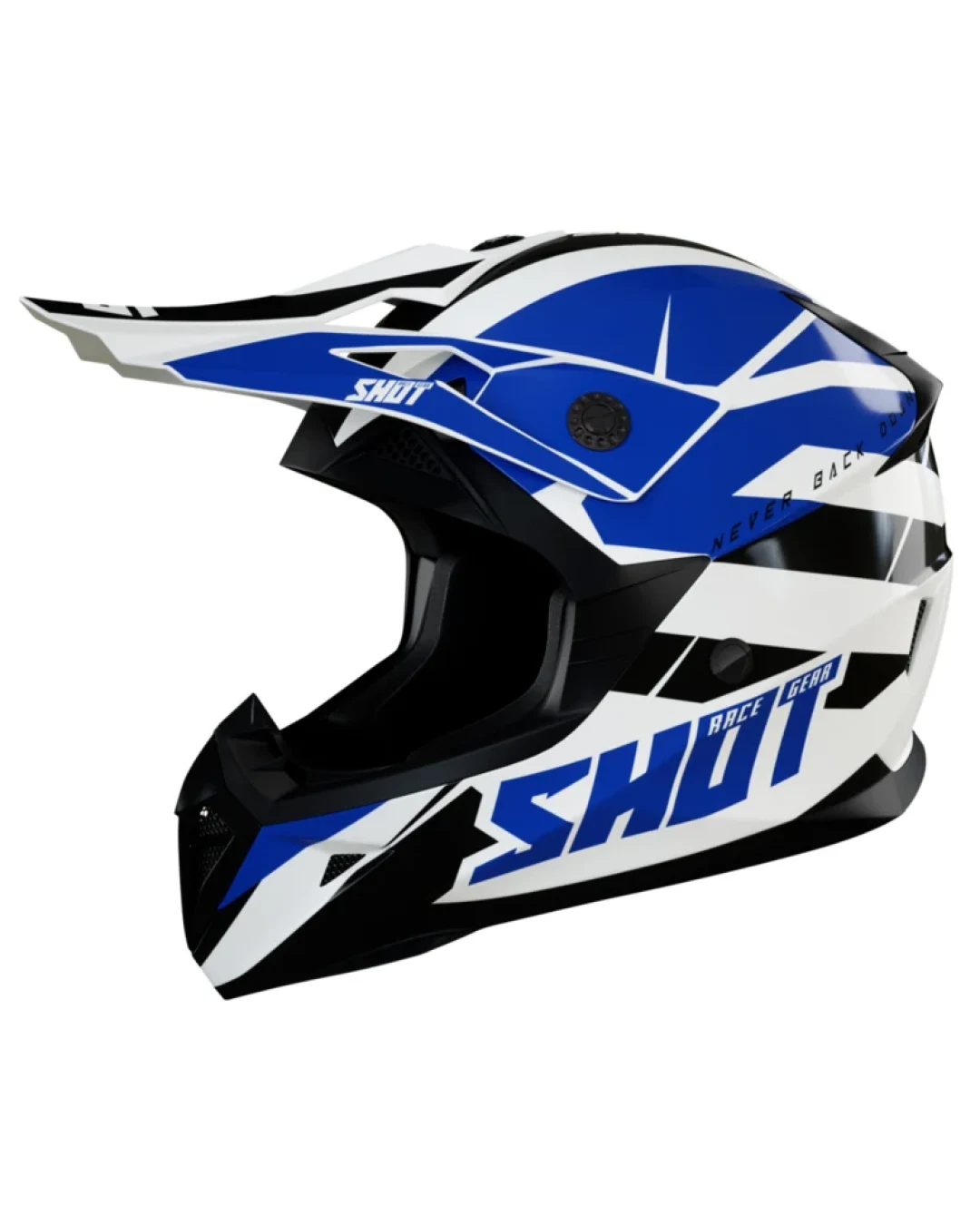 Мотокрос каска SHOT Pulse Revenge White Blue Black Glossy