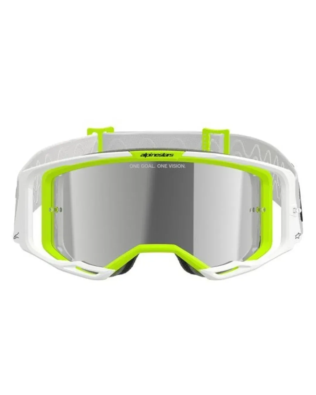 Мотокрос очила ALPINESTARS VISION 8 WORDMARK WHITE YLLW FLUO Mirror SILVER