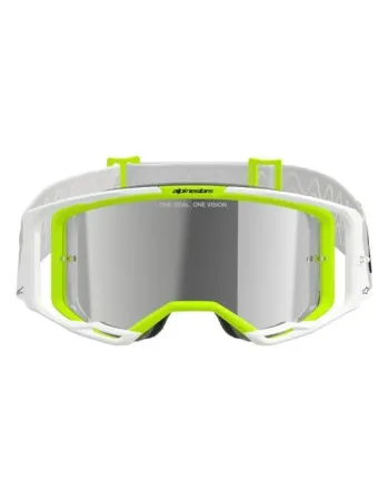 Мотокрос очила ALPINESTARS VISION 8 WORDMARK WHITE YLLW FLUO Mirror SILVER