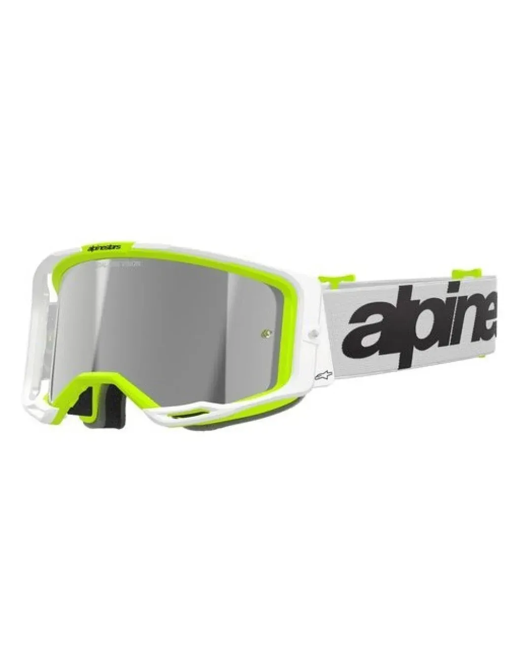 Мотокрос очила ALPINESTARS VISION 8 WORDMARK WHITE YLLW FLUO Mirror SILVER
