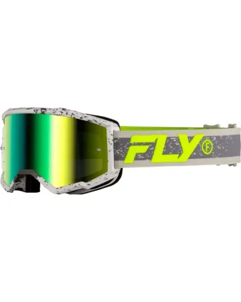 Мотокрос очила FLY RACING Zone Dark Grey/Hi-Vis - Iridiscent Green Mirror Lens 2025