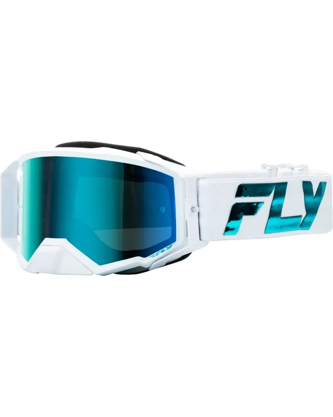 Мотокрос очила FLY RACING Zone Elite White/Teal - Teal/Sky Blue Lens