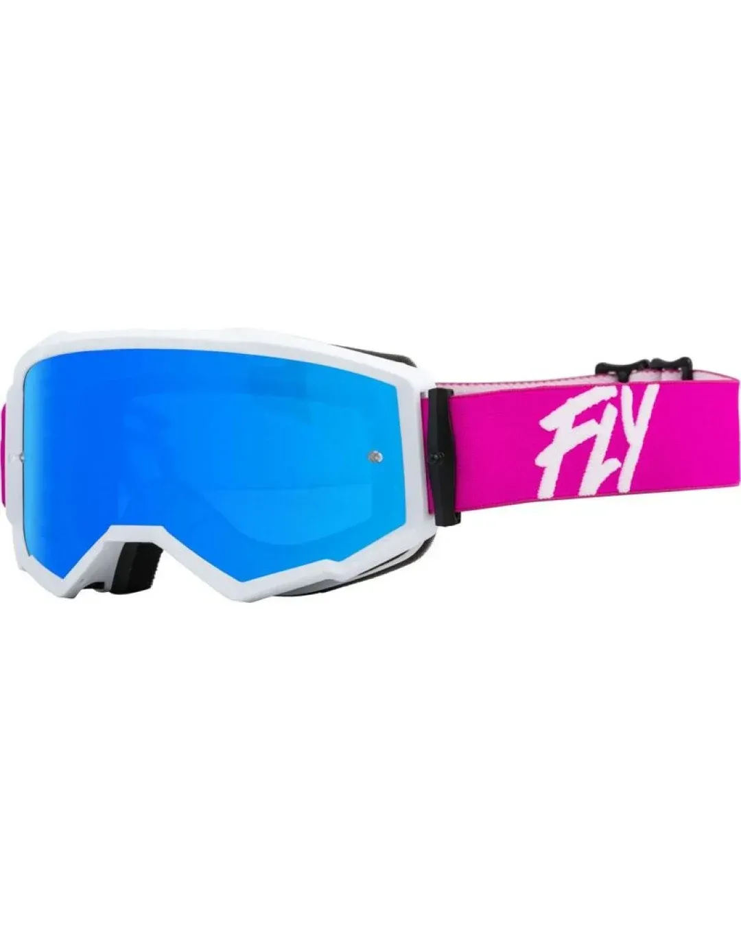 Мотокрос очила FLY RACING Zone Pink/White W/ Sky Blue Mirror/Smoke Lens